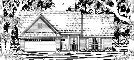 Country house plans 75-111 - front exterior, 1,177 sq ft, 3 bed, 2 bath house plans | Monster House Plans