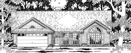 Country house plans 75-115 - front exterior, 1,201 sq ft, 3 bed, 2 bath house plans | Monster House Plans