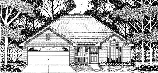 Traditional house plans 75-126 - front exterior, 1,287 sq ft, 3 bed, 2 bath house plans | Monster House Plans