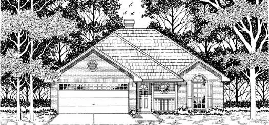 Traditional house plans 75-129 - front exterior, 1,294 sq ft, 3 bed, 2 bath house plans | Monster House Plans