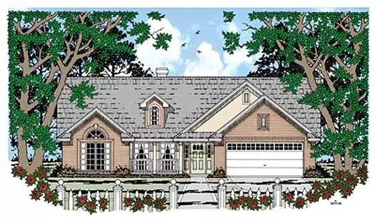 Country house plans 75-130 - front exterior, 1,294 sq ft, 3 bed, 2 bath house plans | Monster House Plans
