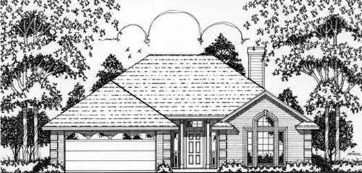 Traditional house plans 75-134 - front exterior, 1,296 sq ft, 3 bed, 2 bath house plans | Monster House Plans