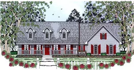 Country house plans 75-137 - front exterior, 1,299 sq ft, 3 bed, 2 bath house plans | Monster House Plans