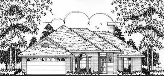 Traditional house plans 75-140 - front exterior, 1,306 sq ft, 3 bed, 2 bath house plans | Monster House Plans