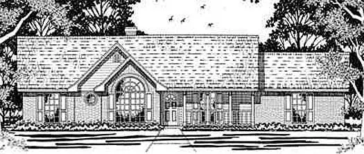 Country house plans 75-142 - front exterior, 1,309 sq ft, 3 bed, 2 bath house plans | Monster House Plans