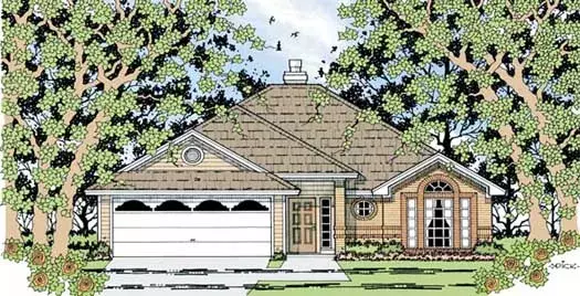 Traditional house plans 75-157 - front exterior, 1,369 sq ft, 3 bed, 2 bath house plans | Monster House Plans