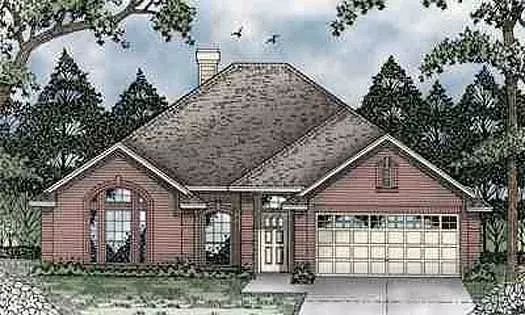 Traditional house plans 75-159 - front exterior, 1,373 sq ft, 3 bed, 2 bath house plans | Monster House Plans