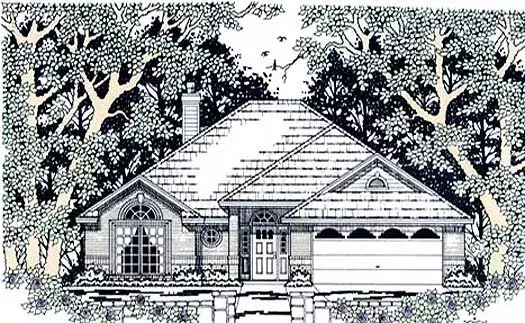 Traditional house plans 75-166 - front exterior, 1,404 sq ft, 3 bed, 2 bath house plans | Monster House Plans