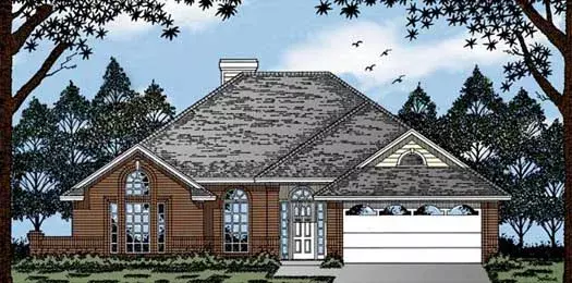 Traditional house plans 75-172 - front exterior, 1,427 sq ft, 3 bed, 2 bath house plans | Monster House Plans