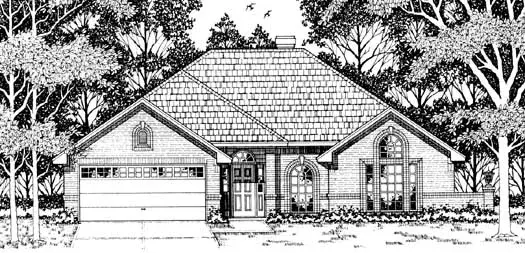 Traditional house plans 75-176 - front exterior, 1,435 sq ft, 3 bed, 2 bath house plans | Monster House Plans