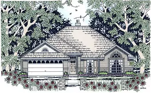 Traditional house plans 75-184 - front exterior, 1,476 sq ft, 3 bed, 2 bath house plans | Monster House Plans