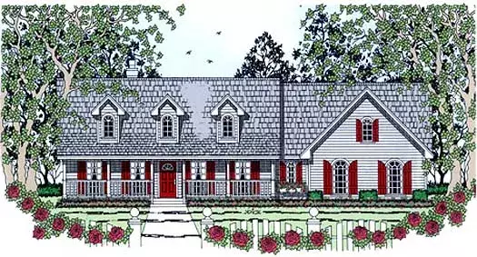 Country house plans 75-187 - front exterior, 1,480 sq ft, 3 bed, 2 bath house plans | Monster House Plans