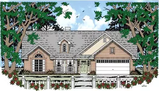 Country house plans 75-189 - front exterior, 1,484 sq ft, 3 bed, 2 bath house plans | Monster House Plans