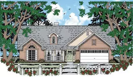Country house plans 75-194 - front exterior, 1,489 sq ft, 3 bed, 2 bath house plans | Monster House Plans