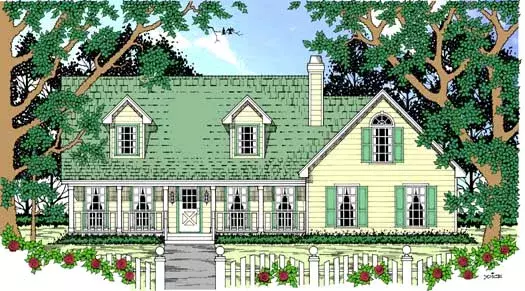 Country house plans 75-198 - front exterior, 1,565 sq ft, 3 bed, 2 bath house plans | Monster House Plans