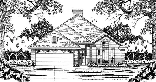 Traditional house plans 75-200 - front exterior, 1,504 sq ft, 4 bed, 2 bath house plans | Monster House Plans