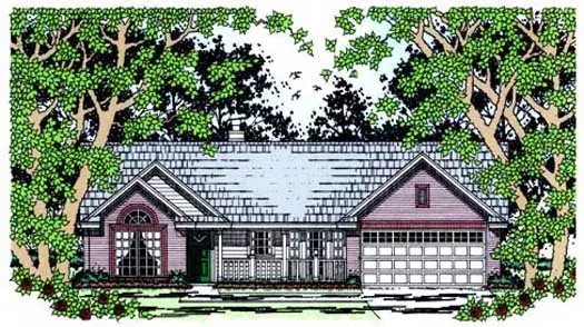 Country house plans 75-201 - front exterior, 1,504 sq ft, 3 bed, 2 bath house plans | Monster House Plans