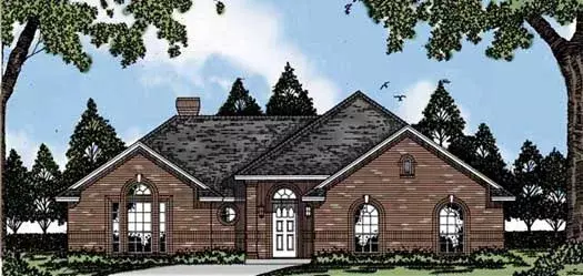 Traditional house plans 75-205 - front exterior, 1,521 sq ft, 3 bed, 2 bath house plans | Monster House Plans