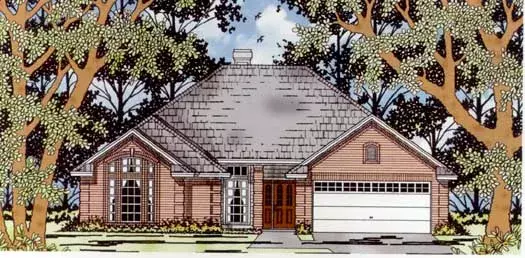 Traditional house plans 75-206 - front exterior, 1,524 sq ft, 3 bed, 2 bath house plans | Monster House Plans