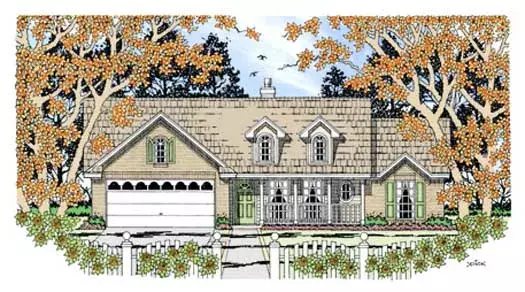 Country house plans 75-212 - front exterior, 1,549 sq ft, 3 bed, 2 bath house plans | Monster House Plans
