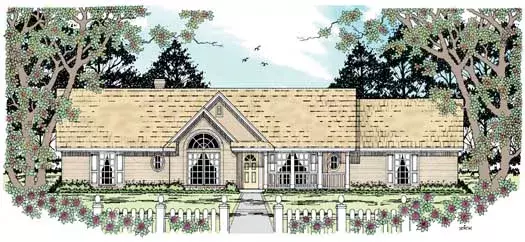 Country house plans 75-221 - front exterior, 1,561 sq ft, 3 bed, 2 bath house plans | Monster House Plans