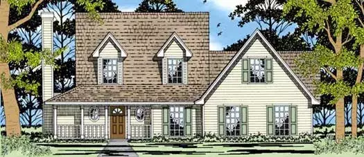 Country house plans 75-224 - front exterior, 1,570 sq ft, 3 bed, 2 bath house plans | Monster House Plans