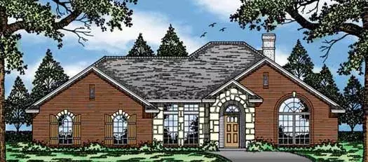 French Country house plans 75-226 - front exterior, 1,572 sq ft, 3 bed, 2 bath house plans | Monster House Plans