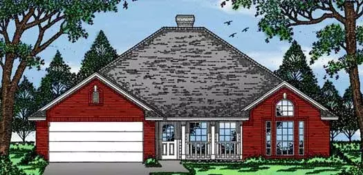Traditional house plans 75-230 - front exterior, 1,583 sq ft, 3 bed, 2 bath house plans | Monster House Plans