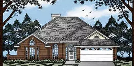 Traditional house plans 75-233 - front exterior, 1,585 sq ft, 3 bed, 2 bath house plans | Monster House Plans