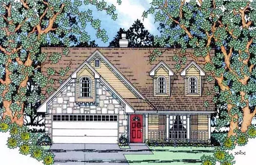 Country house plans 75-240 - front exterior, 1,604 sq ft, 3 bed, 2 bath house plans | Monster House Plans