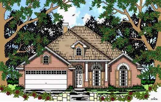 Traditional house plans 75-257 - front exterior, 1,637 sq ft, 3 bed, 2 bath house plans | Monster House Plans