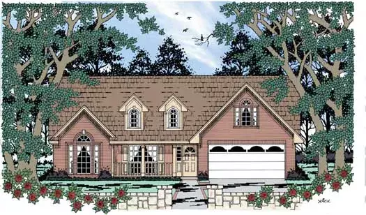 Country house plans 75-259 - front exterior, 1,643 sq ft, 3 bed, 2 bath house plans | Monster House Plans