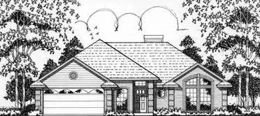 Traditional house plans 75-261 - front exterior, 1,646 sq ft, 4 bed, 2 bath house plans | Monster House Plans