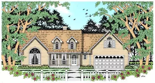 Country house plans 75-281 - front exterior, 1,688 sq ft, 3 bed, 2 bath house plans | Monster House Plans