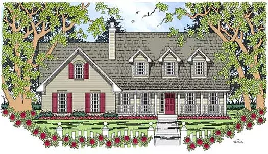 Country house plans 75-284 - front exterior, 1,691 sq ft, 3 bed, 2 bath house plans | Monster House Plans