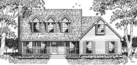 Country house plans 75-286 - front exterior, 1,692 sq ft, 3 bed, 2 bath house plans | Monster House Plans