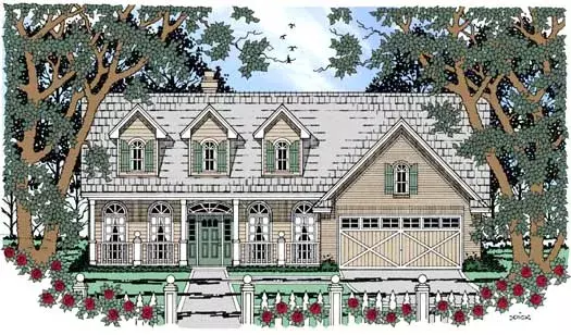 Country house plans 75-300 - front exterior, 1,747 sq ft, 3 bed, 2 bath house plans | Monster House Plans