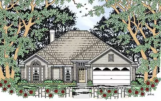 Traditional house plans 75-307 - front exterior, 1,766 sq ft, 4 bed, 2 bath house plans | Monster House Plans