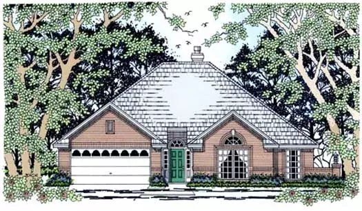 Traditional house plans 75-308 - front exterior, 1,767 sq ft, 3 bed, 2 bath house plans | Monster House Plans