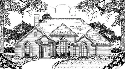 Traditional house plans 75-327 - front exterior, 1,805 sq ft, 3 bed, 2 bath house plans | Monster House Plans