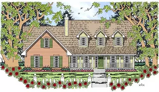 Country house plans 75-332 - front exterior, 1,815 sq ft, 4 bed, 2 bath house plans | Monster House Plans