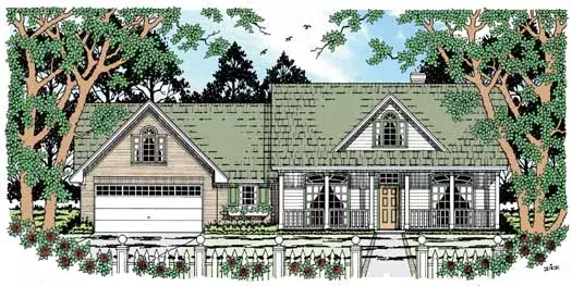 Country house plans 75-335 - front exterior, 1,821 sq ft, 3 bed, 2 bath house plans | Monster House Plans