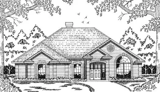 French Country house plans 75-345 - front exterior, 1,839 sq ft, 4 bed, 2 bath house plans | Monster House Plans