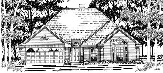 Traditional house plans 75-346 - front exterior, 1,843 sq ft, 4 bed, 2 bath house plans | Monster House Plans