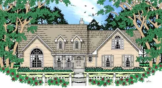 Country house plans 75-347 - front exterior, 1,845 sq ft, 4 bed, 2 bath house plans | Monster House Plans