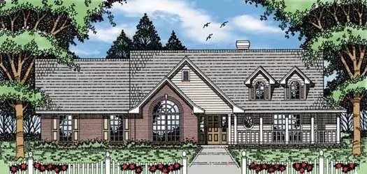 Country house plans 75-352 - front exterior, 1,856 sq ft, 4 bed, 2 bath house plans | Monster House Plans