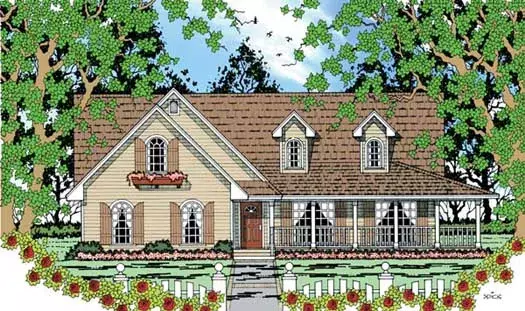 Country house plans 75-356 - front exterior, 1,865 sq ft, 3 bed, 2 bath house plans | Monster House Plans