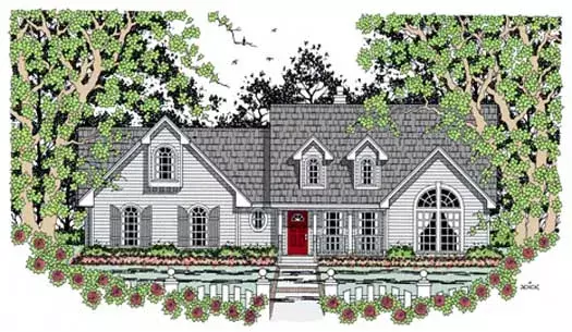 Country house plans 75-361 - front exterior, 1,876 sq ft, 4 bed, 2 bath house plans | Monster House Plans