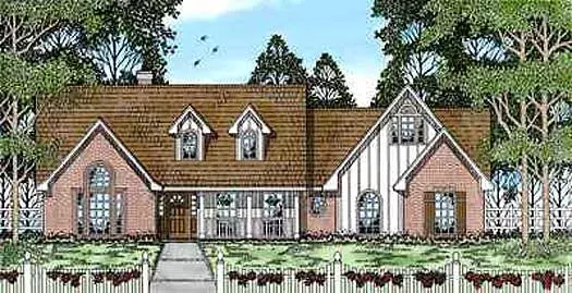 Country house plans 75-367 - front exterior, 1,886 sq ft, 3 bed, 2 bath house plans | Monster House Plans