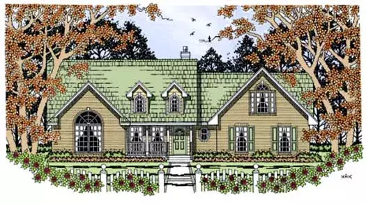 Country house plans 75-372 - front exterior, 1,904 sq ft, 4 bed, 2 bath house plans | Monster House Plans